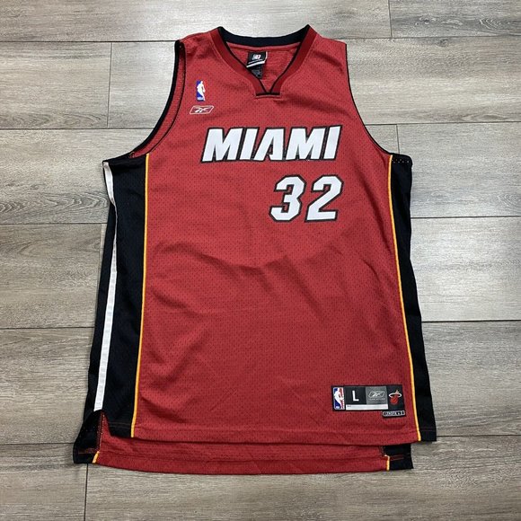 Miami Heat NBA Basketball Jersey Shaq O’Neal #32 Reebok L Reebok Red Black - Picture 1 of 6